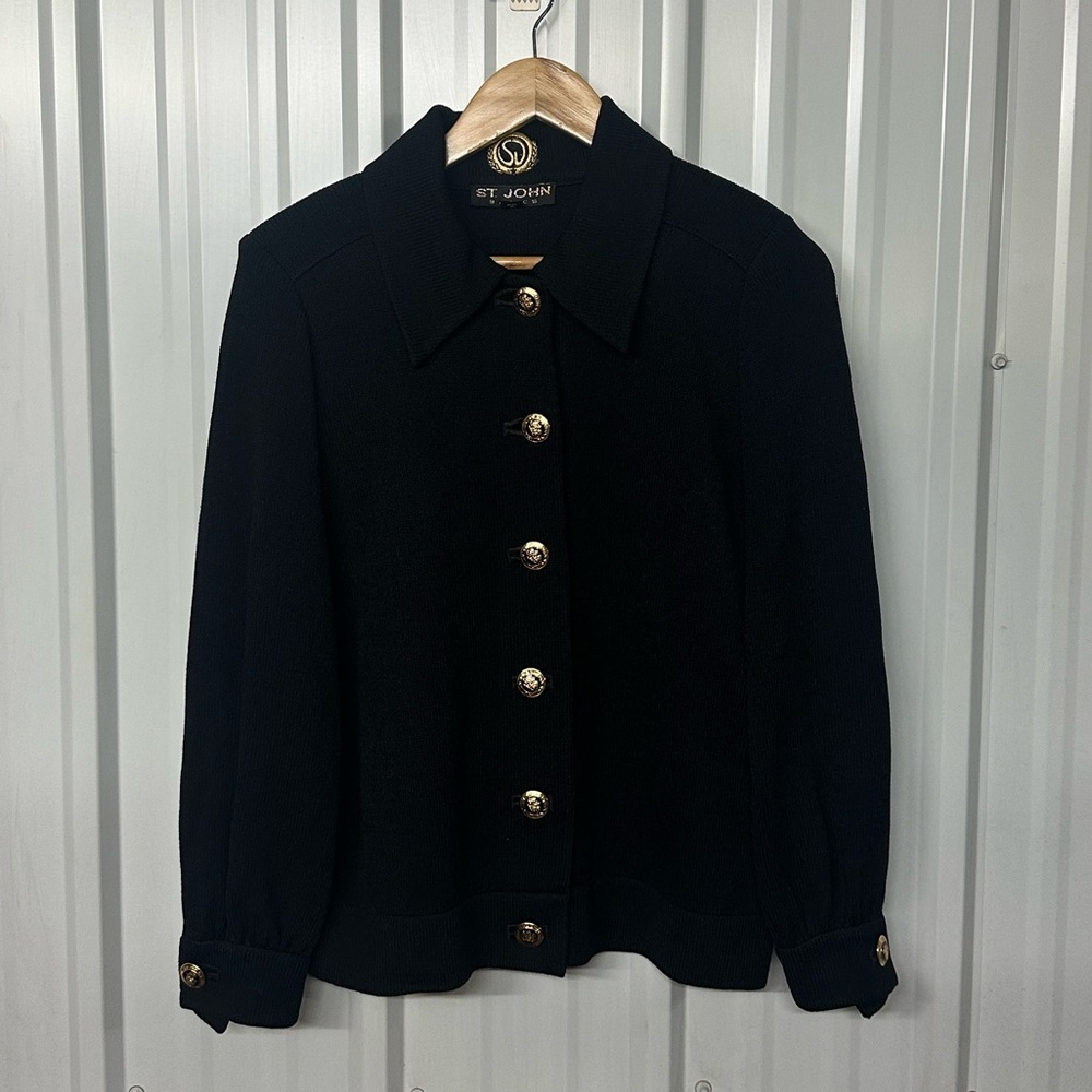 St John Basic Santana Collared Knit Cardigan Swea… - image 1